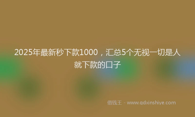 2025年最新秒下款1000，汇总5个无视一切是人就下款的口子