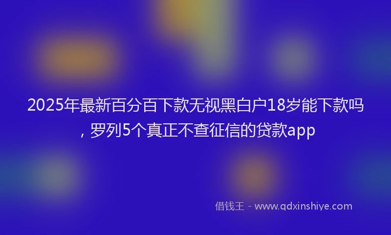 2025年最新百分百下款无视黑白户18岁能下款吗，罗列5个真正不查征信的贷款app