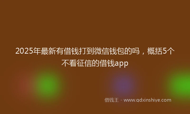 2025年最新有借钱打到微信钱包的吗，概括5个不看征信的借钱app