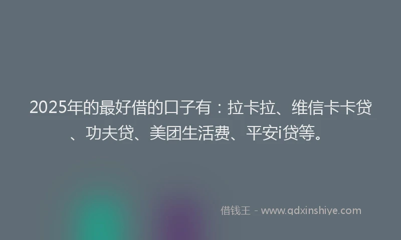 2025年的最好借的口子有：拉卡拉、维信卡卡贷、功夫贷、美团生活费、平安i贷等。