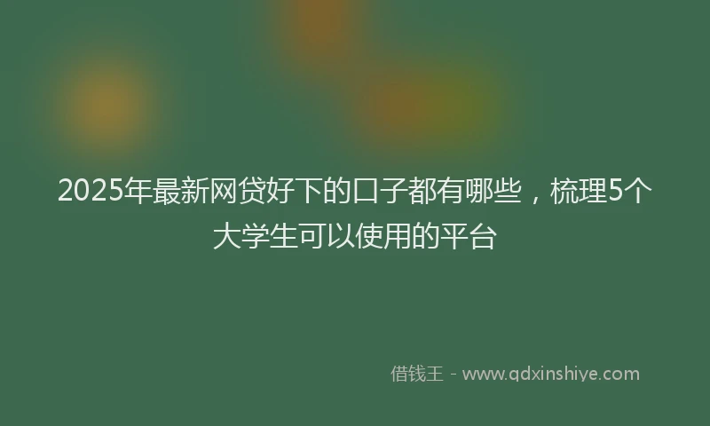 2025年最新网贷好下的口子都有哪些，梳理5个大学生可以使用的平台