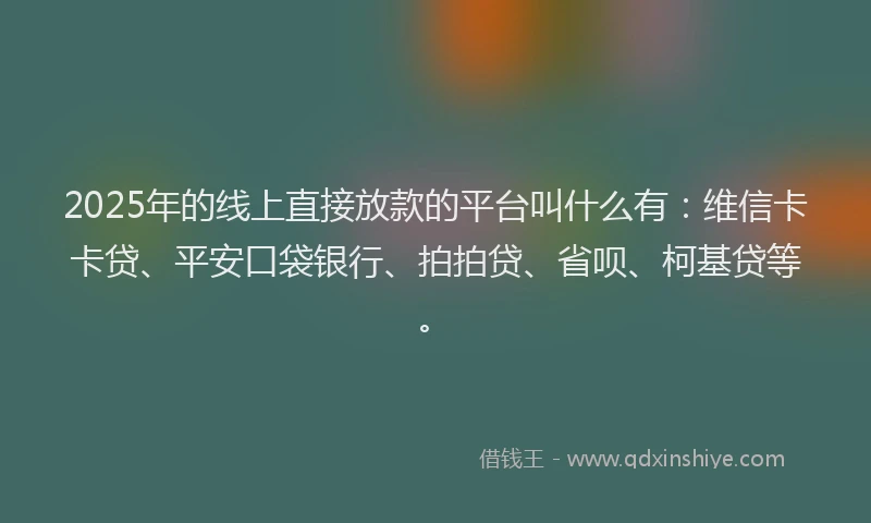2025年的线上直接放款的平台叫什么有：维信卡卡贷、平安口袋银行、拍拍贷、省呗、柯基贷等。