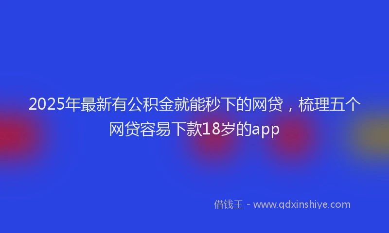 2025年最新有公积金就能秒下的网贷，梳理五个网贷容易下款18岁的app