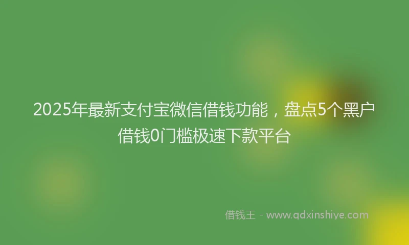 2025年最新支付宝微信借钱功能，盘点5个黑户借钱0门槛极速下款平台