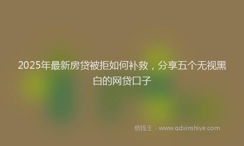 2025年最新房贷被拒如何补救，分享五个无视黑白的网贷口子