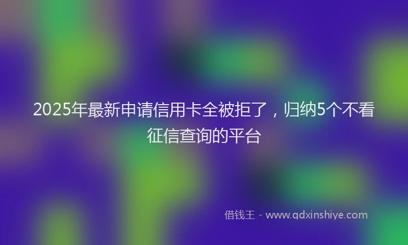 2025年最新申请信用卡全被拒了，归纳5个不看征信查询的平台