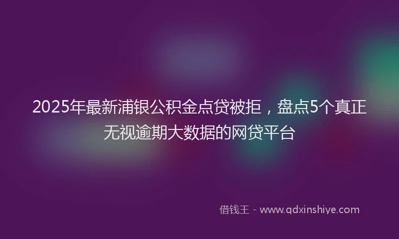 2025年最新浦银公积金点贷被拒，盘点5个真正无视逾期大数据的网贷平台