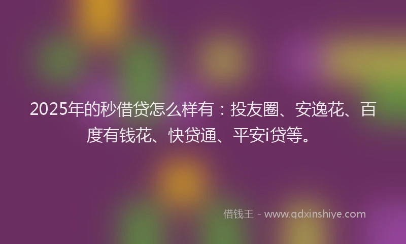 2025年的秒借贷怎么样有：投友圈、安逸花、百度有钱花、快贷通、平安i贷等。