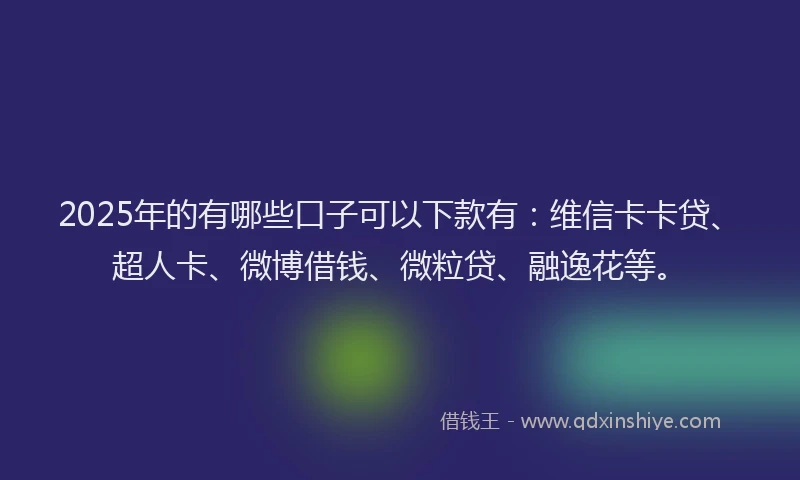 2025年的有哪些口子可以下款有：维信卡卡贷、超人卡、微博借钱、微粒贷、融逸花等。