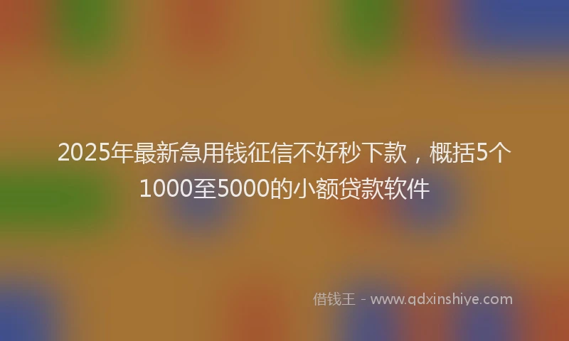 2025年最新急用钱征信不好秒下款，概括5个1000至5000的小额贷款软件