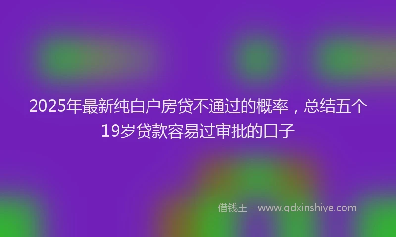 2025年最新纯白户房贷不通过的概率，总结五个19岁贷款容易过审批的口子