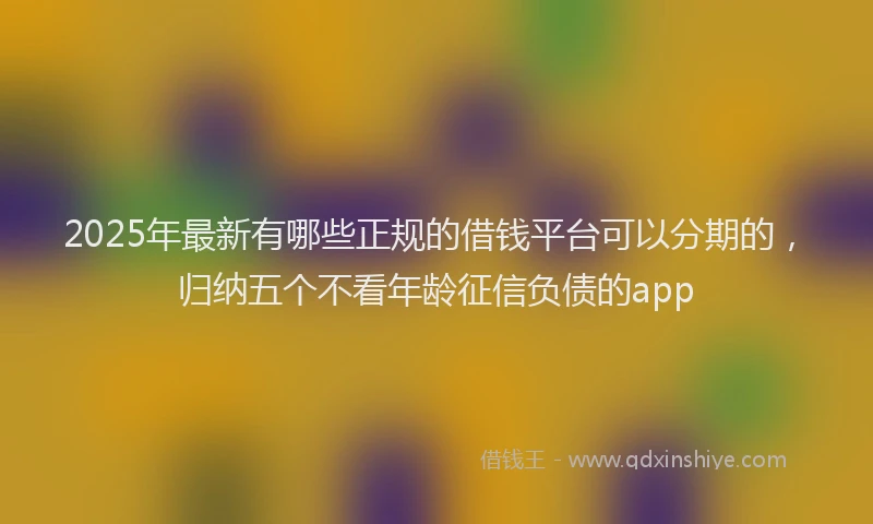 2025年最新有哪些正规的借钱平台可以分期的，归纳五个不看年龄征信负债的app