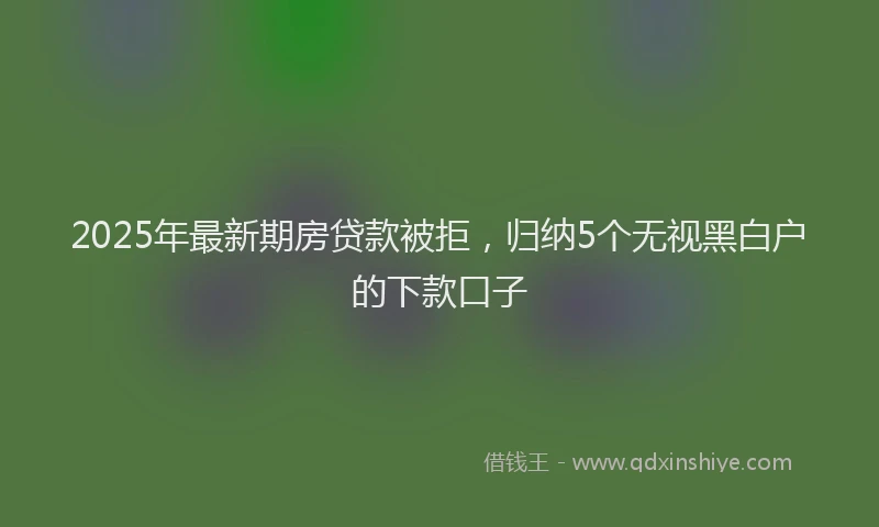 2025年最新期房贷款被拒，归纳5个无视黑白户的下款口子