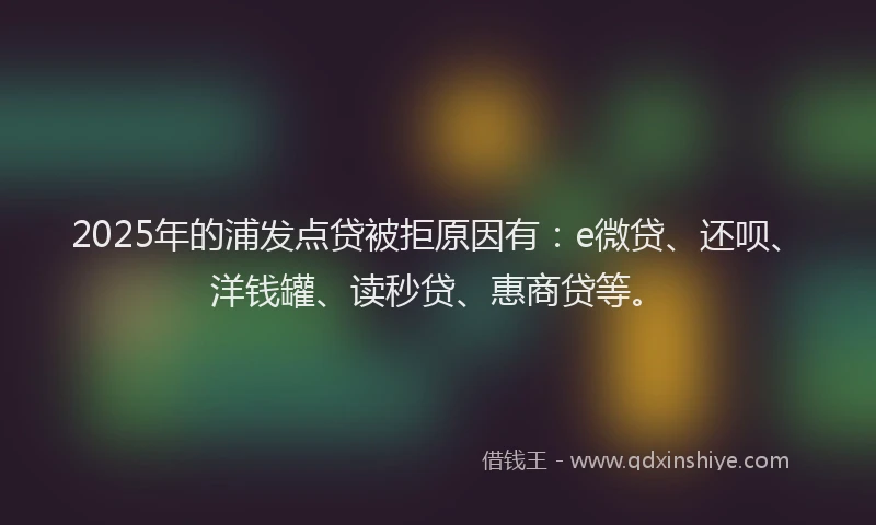 2025年的浦发点贷被拒原因有：e微贷、还呗、洋钱罐、读秒贷、惠商贷等。