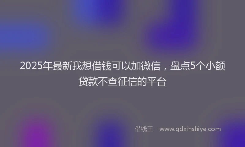 2025年最新我想借钱可以加微信，盘点5个小额贷款不查征信的平台