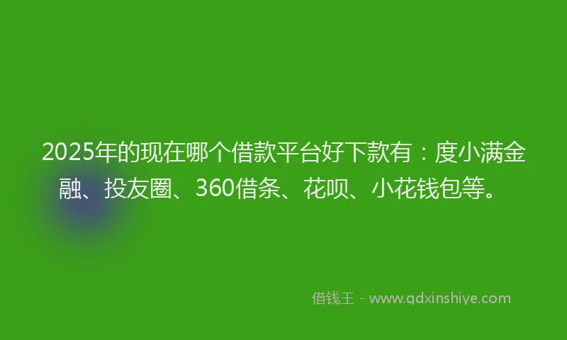 2025年的现在哪个借款平台好下款有：度小满金融、投友圈、360借条、花呗、小花钱包等。