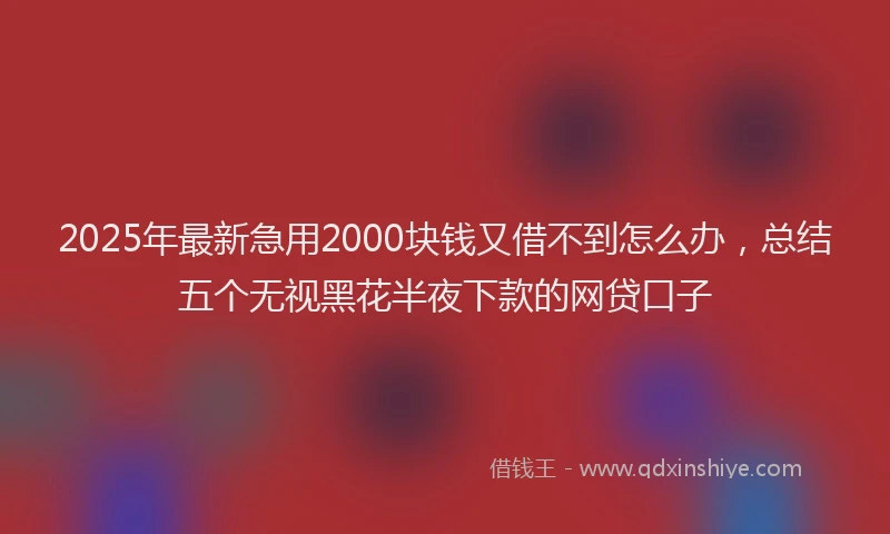 2025年最新急用2000块钱又借不到怎么办，总结五个无视黑花半夜下款的网贷口子