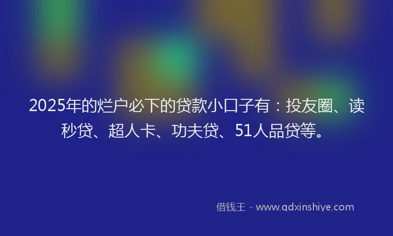 2025年的烂户必下的贷款小口子有：投友圈、读秒贷、超人卡、功夫贷、51人品贷等。