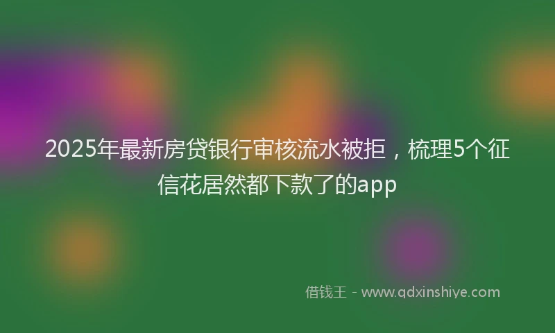 2025年最新房贷银行审核流水被拒，梳理5个征信花居然都下款了的app
