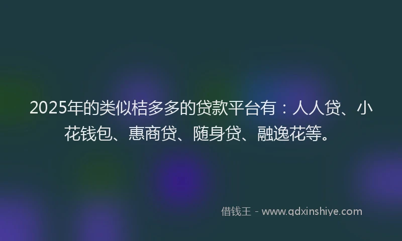 2025年的类似桔多多的贷款平台有：人人贷、小花钱包、惠商贷、随身贷、融逸花等。
