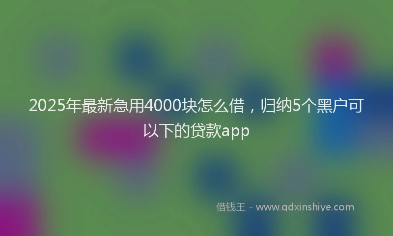2025年最新急用4000块怎么借，归纳5个黑户可以下的贷款app