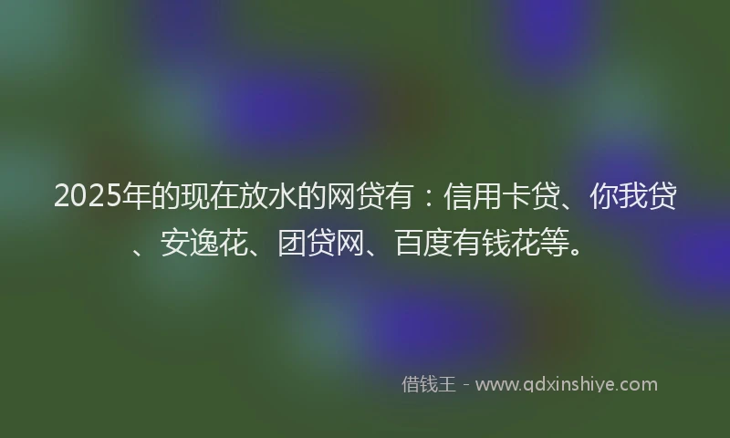 2025年的现在放水的网贷有：信用卡贷、你我贷、安逸花、团贷网、百度有钱花等。