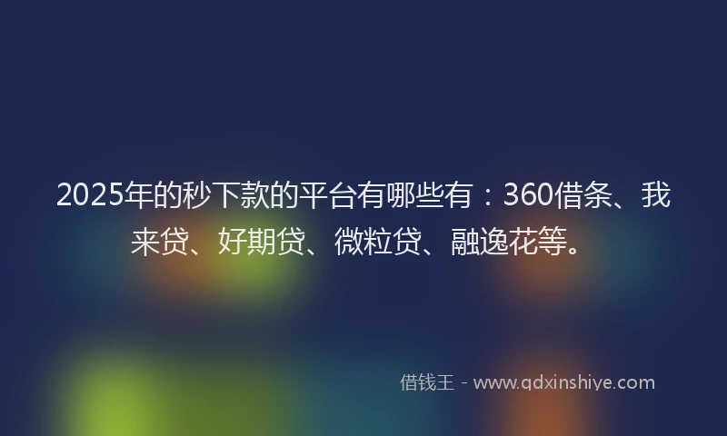 2025年的秒下款的平台有哪些有：360借条、我来贷、好期贷、微粒贷、融逸花等。