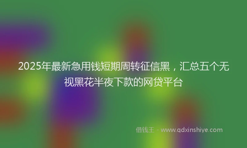2025年最新急用钱短期周转征信黑，汇总五个无视黑花半夜下款的网贷平台