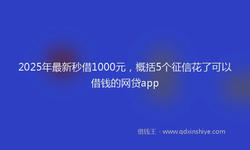 2025年最新秒借1000元，概括5个征信花了可以借钱的网贷app