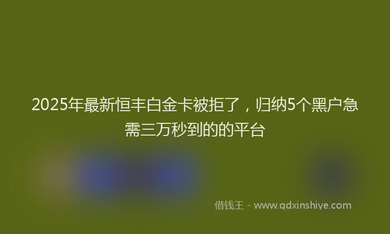 2025年最新恒丰白金卡被拒了，归纳5个黑户急需三万秒到的的平台