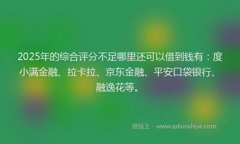2025年的综合评分不足哪里还可以借到钱有：度小满金融、拉卡拉、京东金融、平安口袋银行、融逸花等。