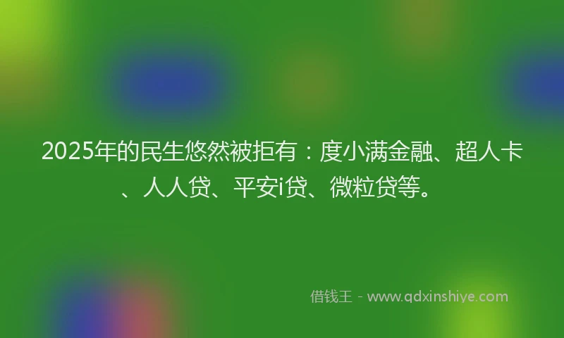 2025年的民生悠然被拒有：度小满金融、超人卡、人人贷、平安i贷、微粒贷等。