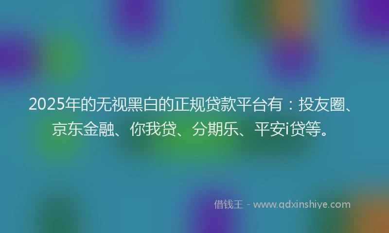 2025年的无视黑白的正规贷款平台有：投友圈、京东金融、你我贷、分期乐、平安i贷等。