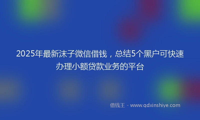 2025年最新沫子微信借钱，总结5个黑户可快速办理小额贷款业务的平台
