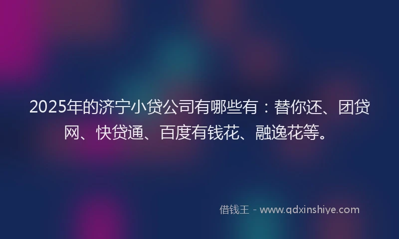 2025年的济宁小贷公司有哪些有：替你还、团贷网、快贷通、百度有钱花、融逸花等。