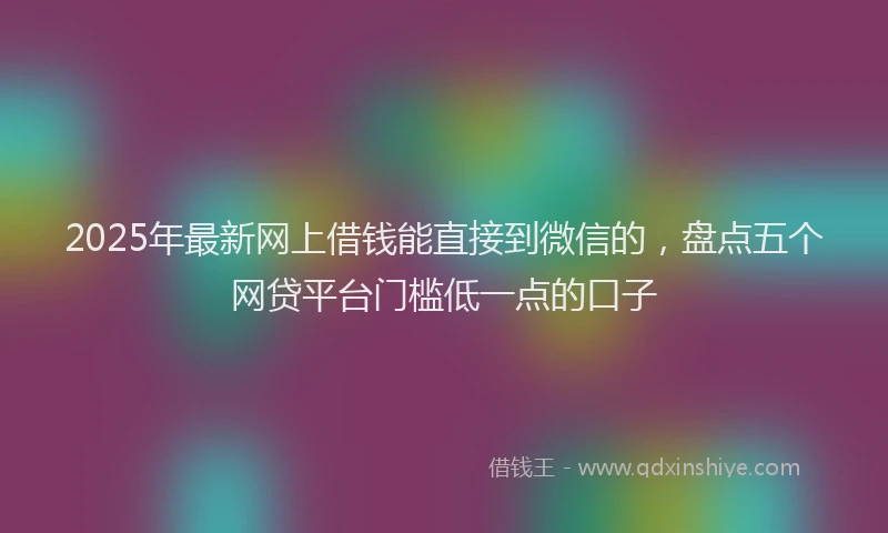 2025年最新网上借钱能直接到微信的，盘点五个网贷平台门槛低一点的口子