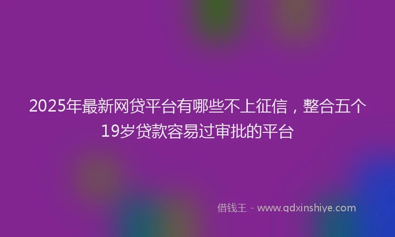 2025年最新网贷平台有哪些不上征信，整合五个19岁贷款容易过审批的平台