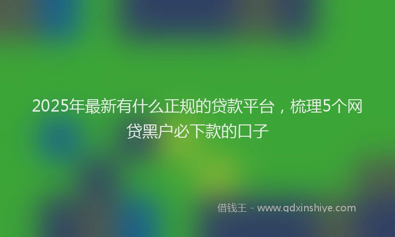 2025年最新有什么正规的贷款平台，梳理5个网贷黑户必下款的口子