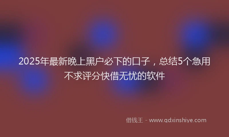 2025年最新晚上黑户必下的口子，总结5个急用不求评分快借无忧的软件