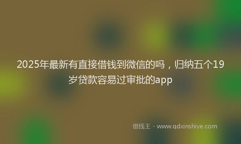 2025年最新有直接借钱到微信的吗，归纳五个19岁贷款容易过审批的app