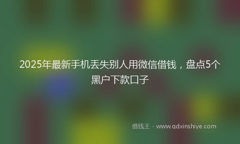 2025年最新手机丢失别人用微信借钱，盘点5个黑户下款口子