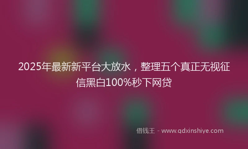 2025年最新新平台大放水，整理五个真正无视征信黑白100%秒下网贷