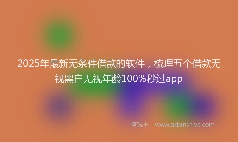 2025年最新无条件借款的软件，梳理五个借款无视黑白无视年龄100%秒过app