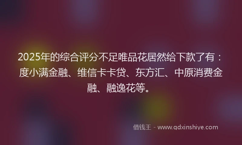 2025年的综合评分不足唯品花居然给下款了有：度小满金融、维信卡卡贷、东方汇、中原消费金融、融逸花等。