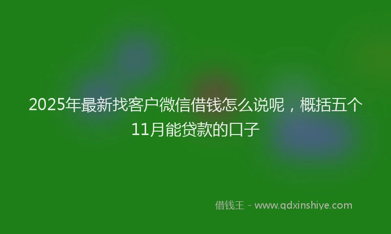 2025年最新找客户微信借钱怎么说呢，概括五个11月能贷款的口子