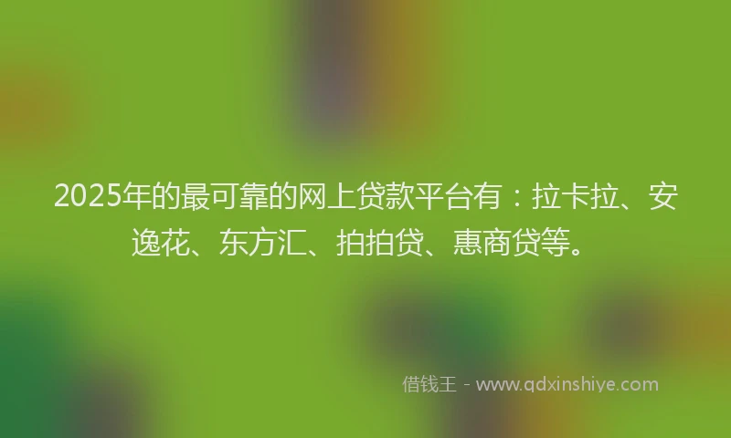 2025年的最可靠的网上贷款平台有：拉卡拉、安逸花、东方汇、拍拍贷、惠商贷等。