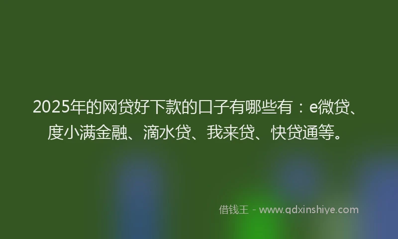 2025年的网贷好下款的口子有哪些有：e微贷、度小满金融、滴水贷、我来贷、快贷通等。