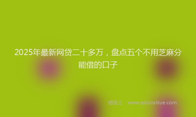 2025年最新网贷二十多万，盘点五个不用芝麻分能借的口子