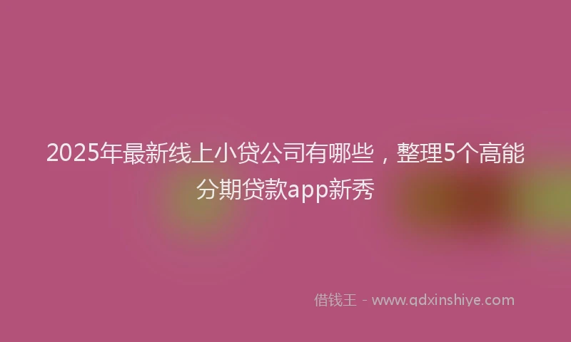 2025年最新线上小贷公司有哪些，整理5个高能分期贷款app新秀