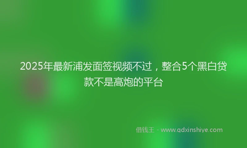 2025年最新浦发面签视频不过，整合5个黑白贷款不是高炮的平台